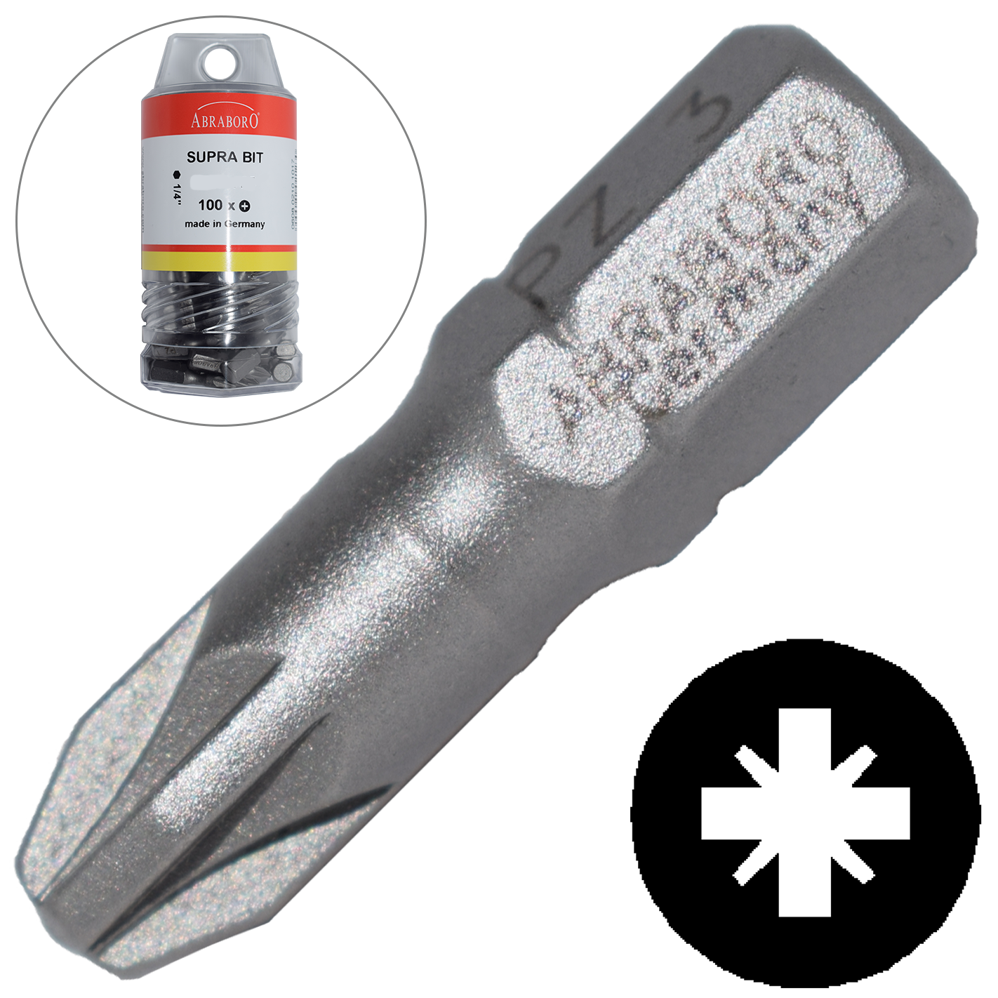 Abraboro PZ 3 x 25 mm Pozidrive SUPRA XXL bit, 100 db/csomag termék fő termékképe