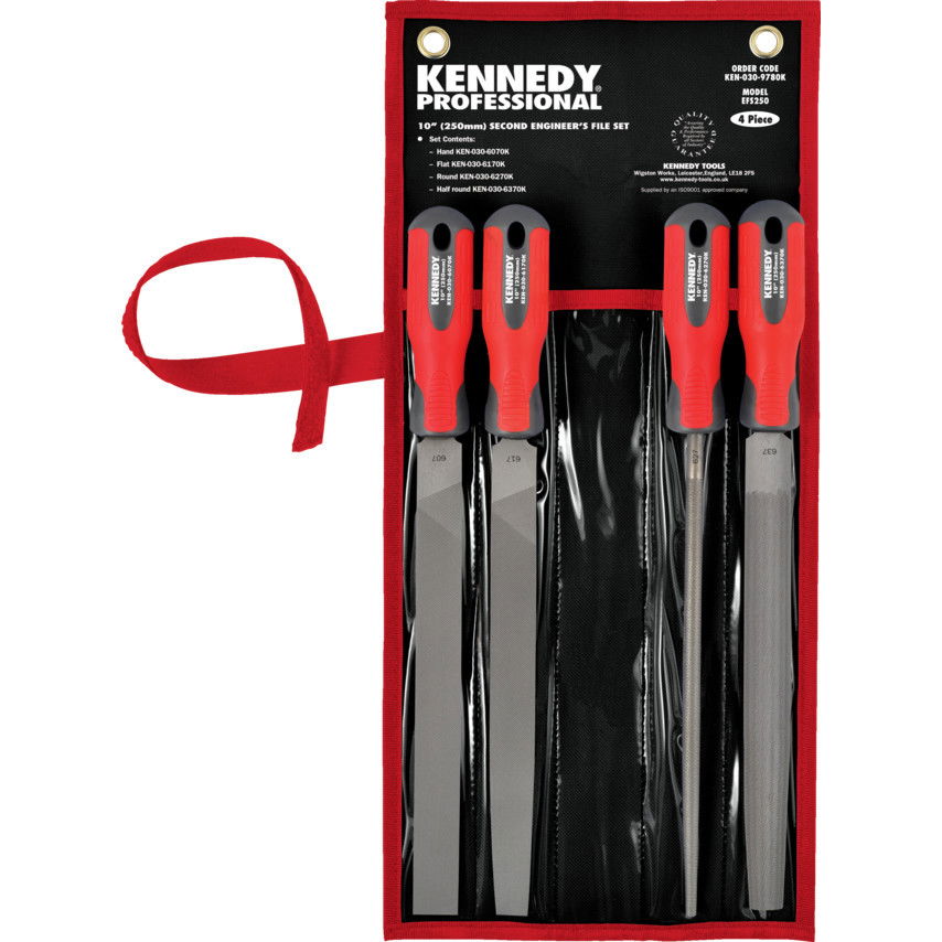 KENNEDY 250 mm félsimító reszelő felszerelt nyéllel készletben, 4 részes termék fő termékképe