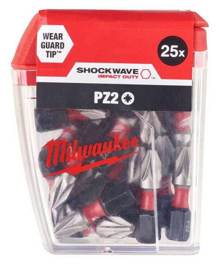 Milwaukee Shockwave Impact Duty™ csavarozó bit, 25 mm, PZ 2, 25 db/csomag termék fő termékképe