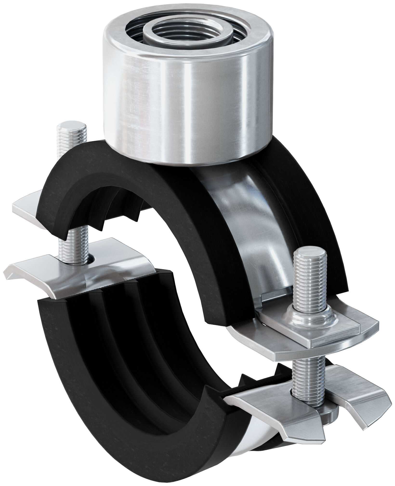 Fischer FRS Triple 100-105 M8 / M10 / 1/2" kétcsavaros csőbilincs hangszigetelő betéttel, 10 db/csomag termék fő termékképe